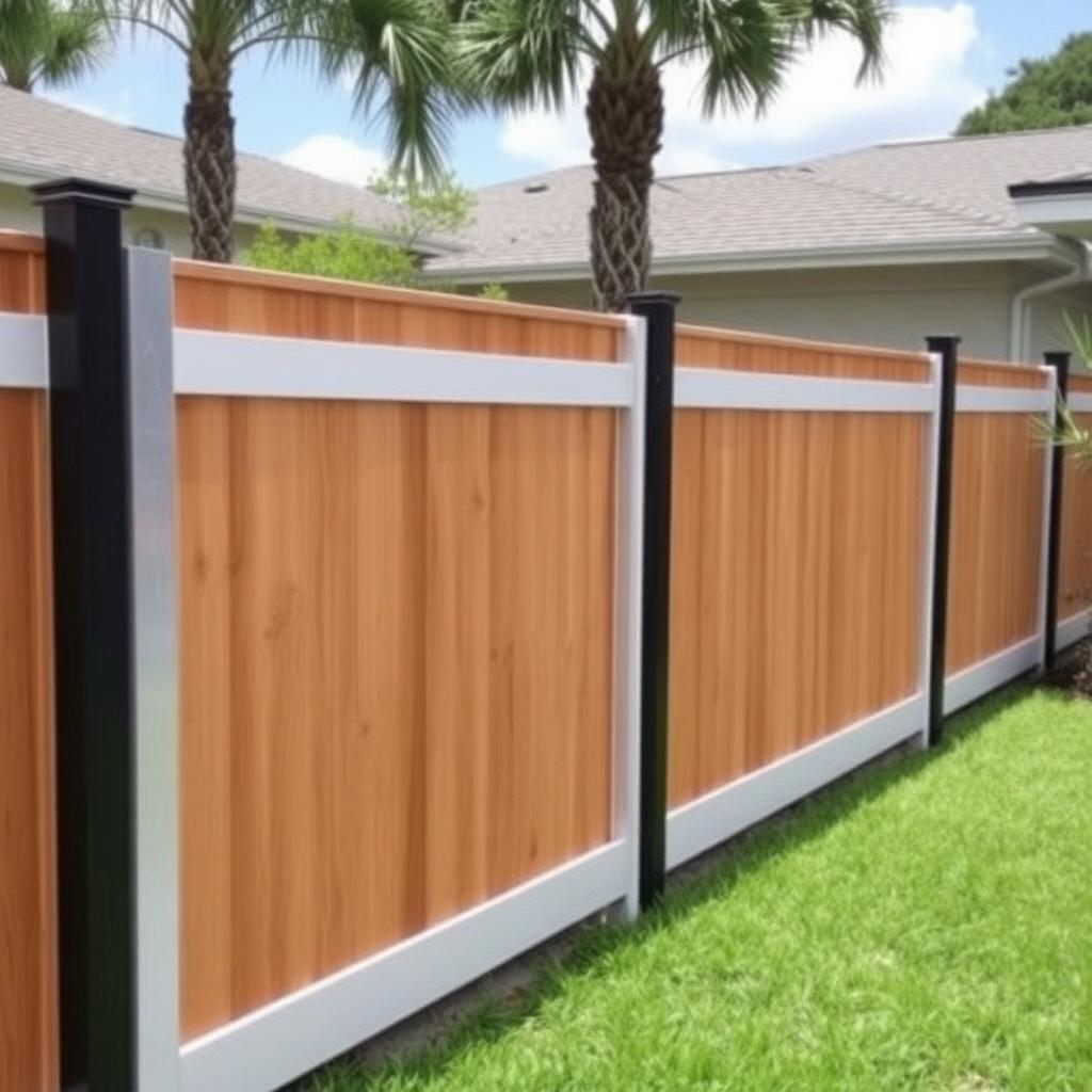 Wood/Vinyl w/ Black Metal Posts